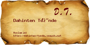 Dahinten Tünde névjegykártya
